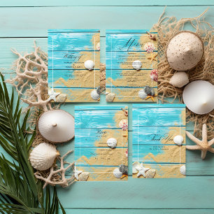 Rustic Turquoise Summer Beach Wedding Invitation Kaart