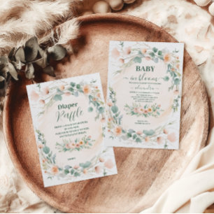 Blush Pink Floral Baby in Bloom Shower Kaart