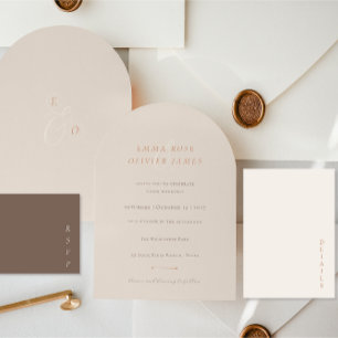 Elegante Minimalistische Zand Warme Taupe Trouw Informatiekaartje