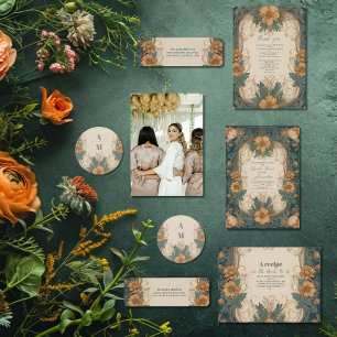 Elegant Art Nouveau Floral Vrijgezellenfeest Servet