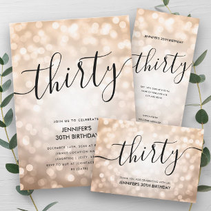 Modern Roos Gold Glitter Lights 30e Verjaardag Ronde Sticker