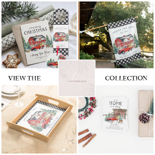 Rustic Winter Barn  Red Farmhouse Truck Inpakpapier Vel