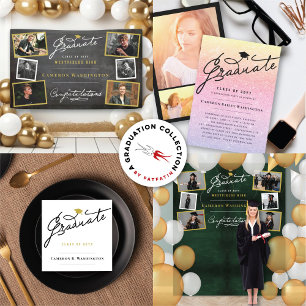 Bronze Glitter Stylish Afstuderen Graduparty Kaart