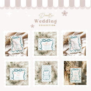 handgetekende bruiloft aan de kust kaart