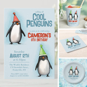 Cool Pinguins vieren kind Kaart