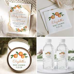 Oranje Baby shower van kleine cutie Citrus Kaart