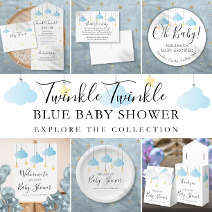 Twinkle Sprinkle Little Star Blue Boy Baby shower Kaart