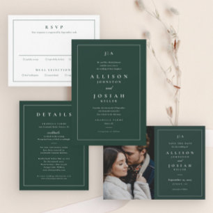Classic Monogram Forest Green Weddenfoto Save The Date