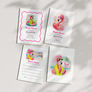 Strand Alsjeblieft Flamingo Bachelorette Foto Bedankkaart