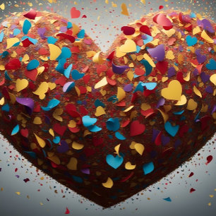 Levendige liefde hart Confetti dank u kaart