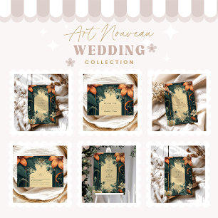 Art Nouveau grillige bloemenbruiloft Bedankkaart