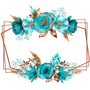  Turquoise en Gold Peony Geometric Invita Kaart