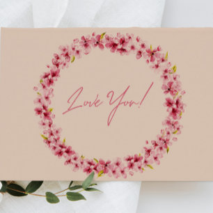 Roze Waterverf Flowers Wreath Wedding Invitation Kaart