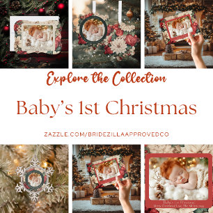  Baby's 1st Christmas Keepsake Foto Tin Sneeuwvlok Ornament