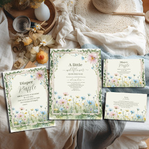 Een klein Baby shower van een meisje met wilde blo Kaart