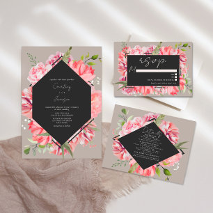 Geometrische botanische roze Floral Weddenschap Kaart