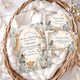Elegante Blauwe Safari Jongens Baby Shower Servet