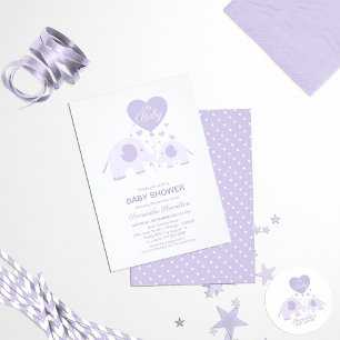 Lavendel Leuke Olifant Baby shower Dank u Kaart