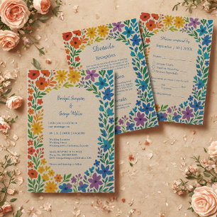 Rainbow Wildflower Rustieke Bloemen Huwelijk Kaart