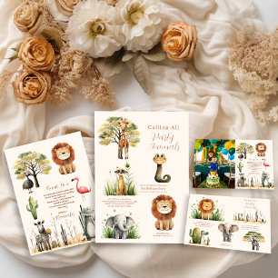 Roep alle feestdieren Safari dierentuin Birthday o Kaart