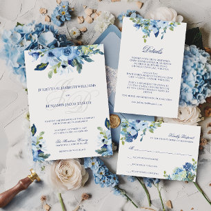 Juliette Dusty Blue Floral Christelijk Wedding Kaart