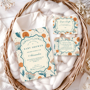 Sage Oranje Botanische Baby Shower Kaart