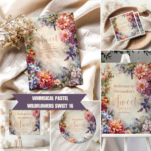 Whimsical Pastel Wildflowers Sweet 16 Spandoek