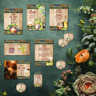 Foto Modern Chic Waterverf wijngaardlandschap Save The Date