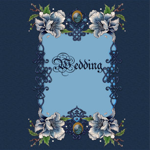 Elegant blauw Keltisch ontwerp All In One Uitnodiging