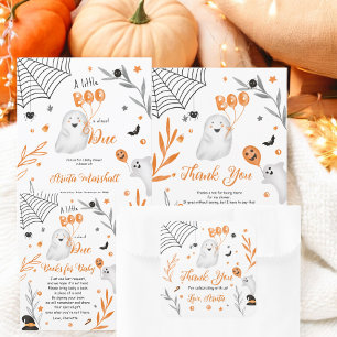 Schattige Boo Halloween oranje baby shower Kaart