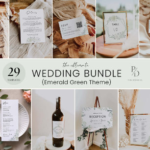 Emerald Green Wedding Menu Kaarten Sjabloon