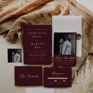 Eenvoudige foto van Elegant Black en White Wedding Kaart