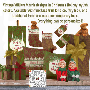 Nostalgische klassieker William Morris Red Holiday Wijn Cadeautas