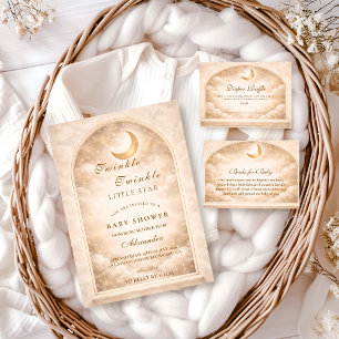 Gouden Maan En Sterren Baby Shower Kaart