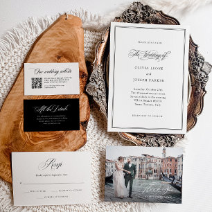 Italiaanse elegantie Geïllustreerde bruiloft Gastd Informatiekaartje