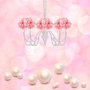 Roze Waterverf Floral Chandelier Girl Baby shower Kaart