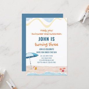 Summer Beach Theme Birthday Invitation Kaart