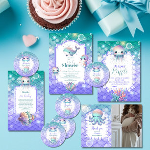 Onder het Zee Waterverf Baby shower Kaart