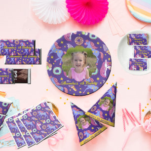 Schattigee aangepaste foto eenhoorns, donuts & ijs ronde sticker