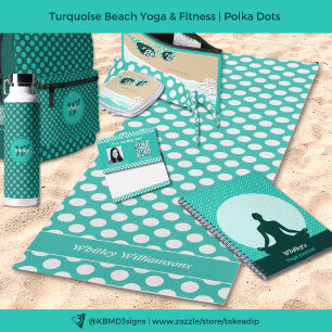 Turquoise Witte Stippen Maneschijn Naam Yoga Notitieboek