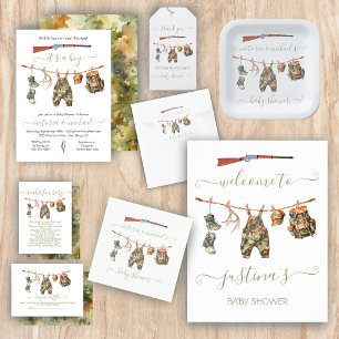 Hunting Camo Boy Baby shower Vierkante Sticker