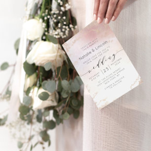Ombre Blush Pink Frosted Folie Wedding Reception Kaart