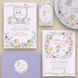 Miss Onederful Cute Fairy Garden Girl 1ste verjaar Kaart