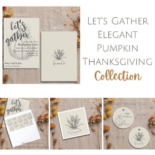 Happy Thanksgiving Elegant Rustiek Pompoen Briefka Feestdagenkaart