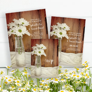 White Daisies in Milk Bottle Barn Wedding RSVP