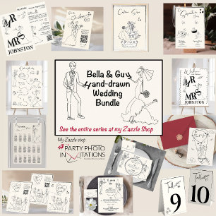 Hand getrokken paar bruiloft Diner Menu