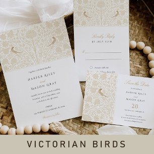 Romantische Dual Bird Victoriaans bruiloft uitnodi Kaart