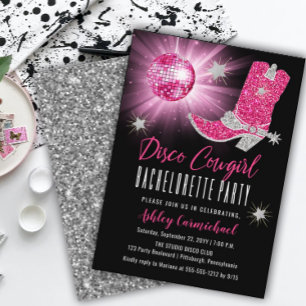 Faux Glitter Pink Cowgirl Bachelorette Kaart