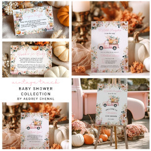 Little Pumpkin Truck Luier Raffle Baby shower Informatiekaartje