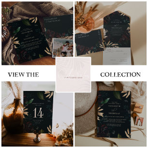 Dark Velvet Burgundy Roos   Herfst winterhuwelijk Folie Uitnodiging